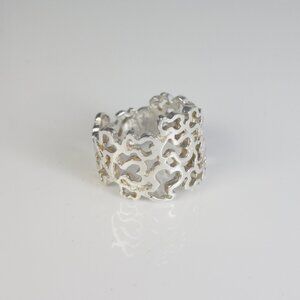 TOUS 925 Sterling Silver Style Signature Cutout Wide Band Ring – Like New